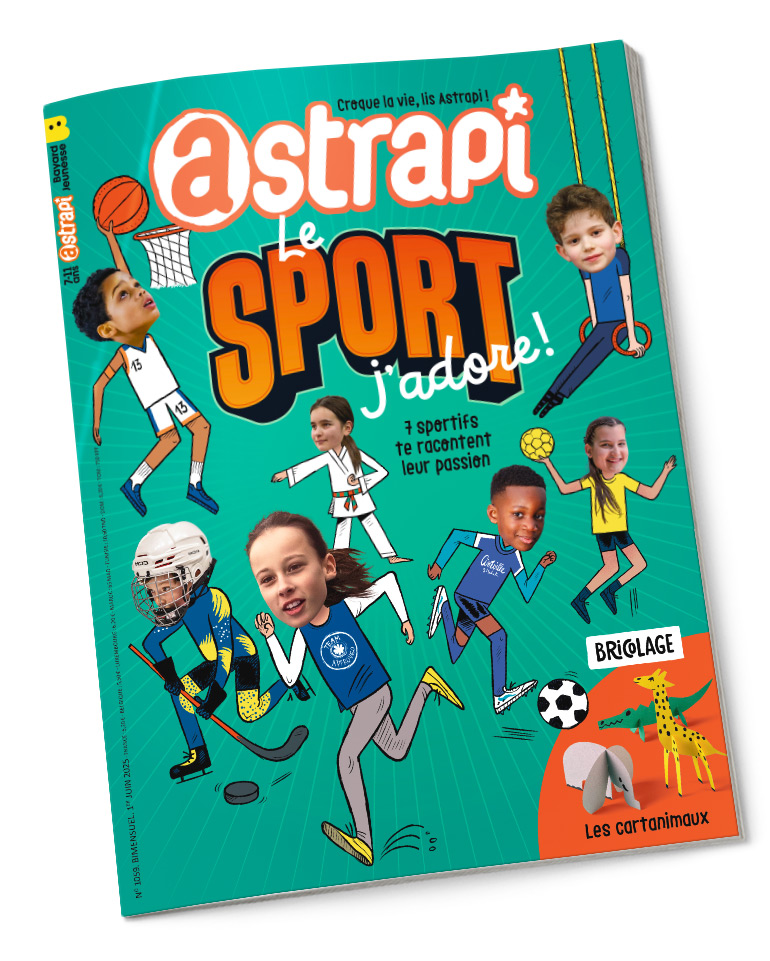 Couverture du magazine Astrapi n° 1059 du 1er juin 2025. Le sport, j'adore !