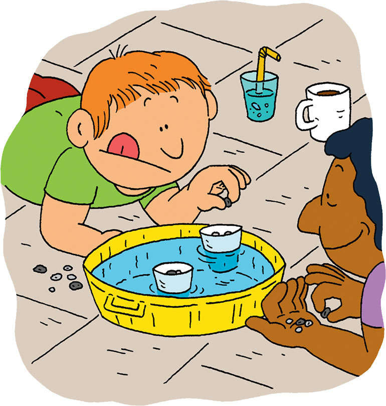 Jeu d'eau : la bassine infernale. Ne vous précipitez pas, sinon c’est le naufrage !