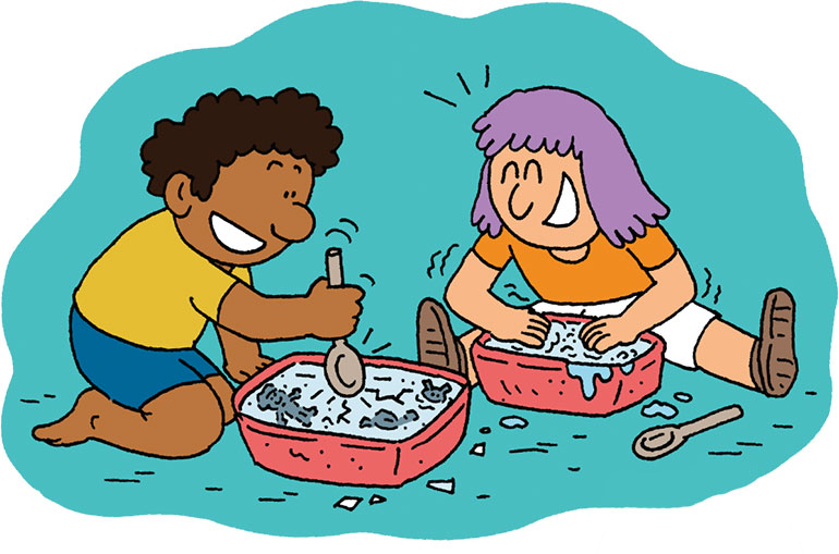Un jeu qui rafraîchit : la glace aux trésors. Même en été, on peut se geler les mains !