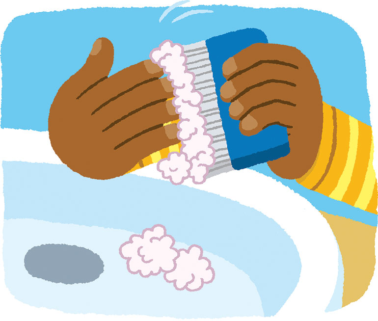 Sous les ongles, des saletés se coincent aussi. La brosse à ongles permet de s’en débarrasser.