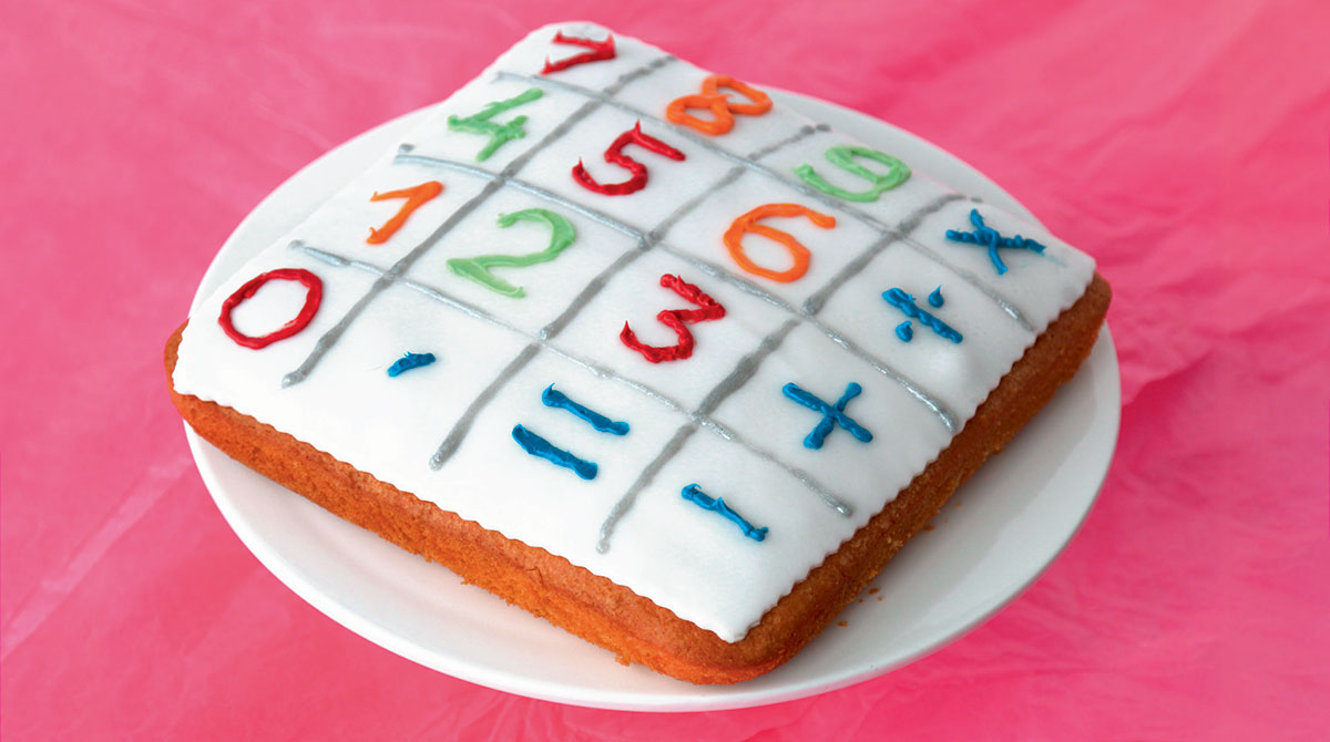 Recette en anglais et en français de gâteau facile à faire par les enfants : le “calculator cake”
