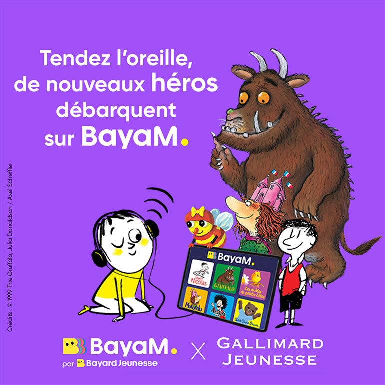 BayaM, la plateforme des enfants, enrichit son catalogue audio avec les héros Gallimard Jeunesse !