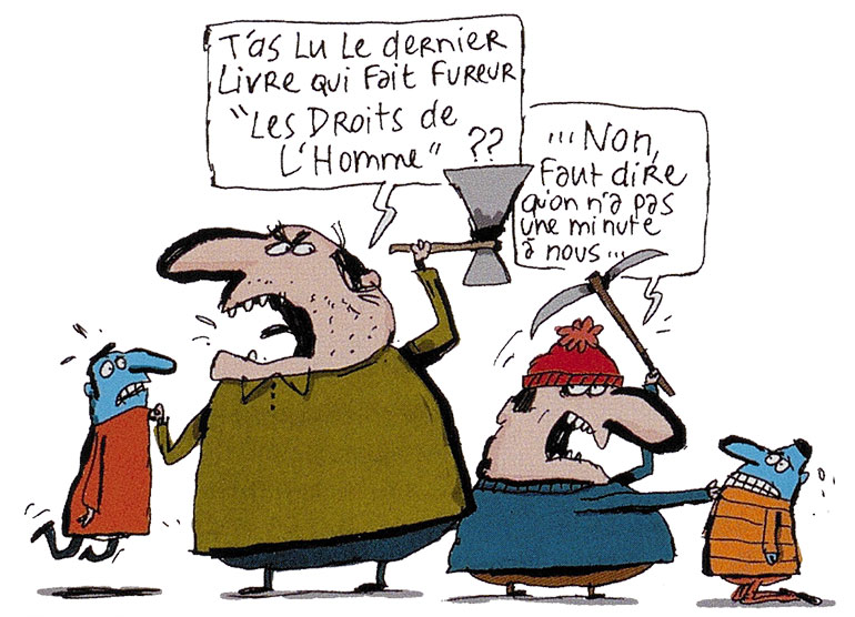 Robert Badinter et les droits de l'homme. Magazine Okapi n°639, 1er décembre 1998. Illustration : Fred Benaglia.
