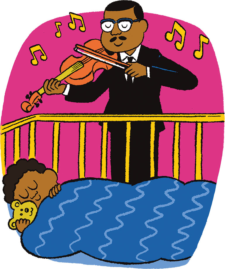 De la musique jouée par papa au violon : rien de mieux pour s'endormir !
