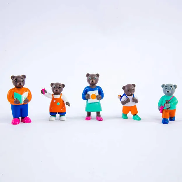 Sachet de 6 figurines Petit Ours Brun - École