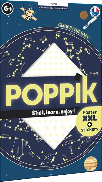 Poster à sticker - étoiles phosphorescentes - 640 stickers - Poppik