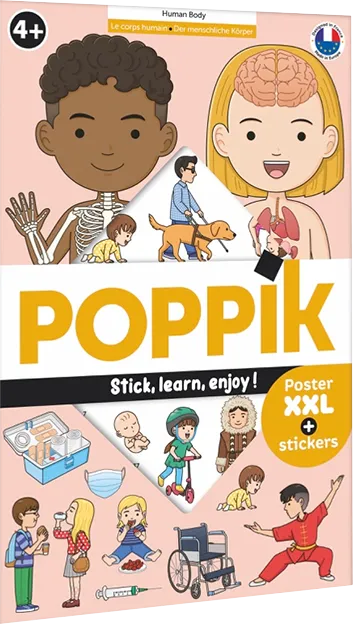 Poster à sticker - Le corps humain - 49 stickers - Poppik - Poster le corps humain