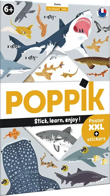 Poster à sticker - Requins - 45 stickers - Poppik