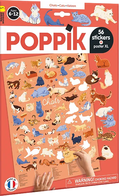 Produit Poster à sticker - Les chats - 56 stickers - Poppik Image