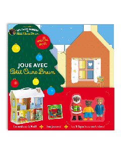 Jouet - Petit Ours Brun -  La maison de Noël et 3 figurines