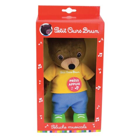 Doudou peluche Petit Ours Brun musicale nos heros